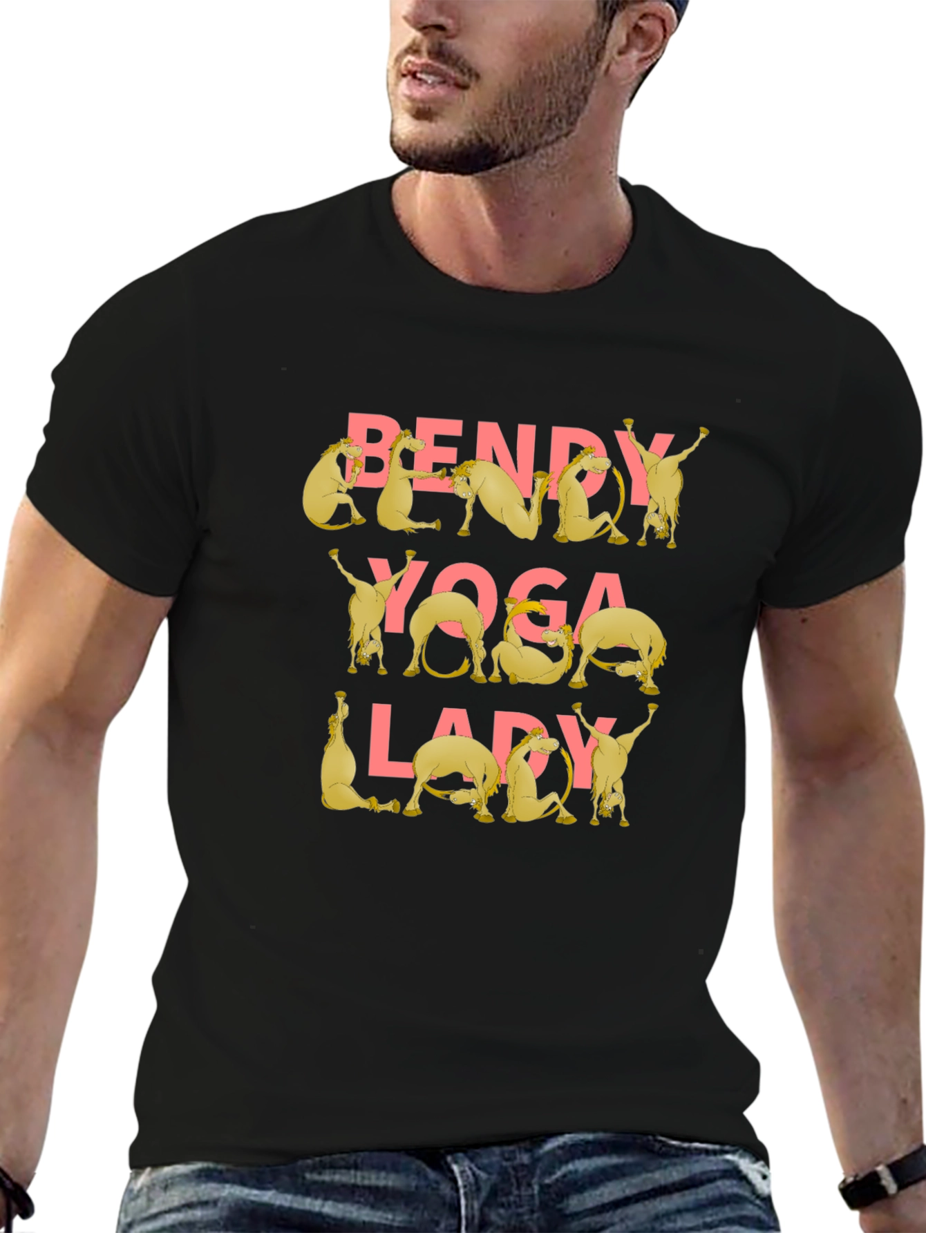 Black Bendy Yoga Lady Camel Graphic Tee view 6