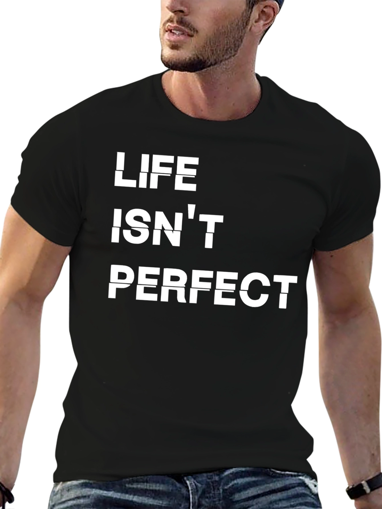 Black Life Isn't Perfect Graphic Tee - Relaxed Fit view 6