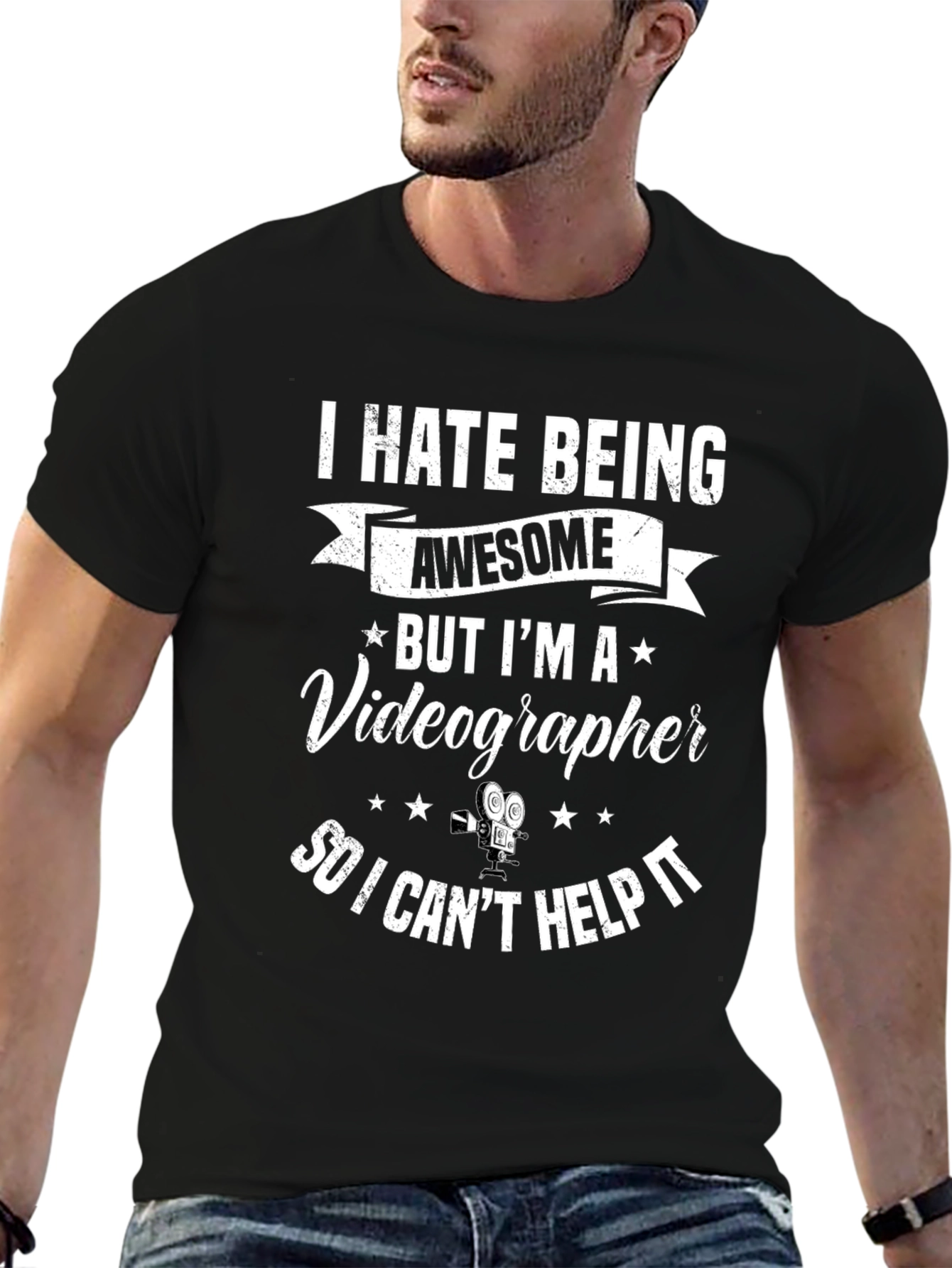Black Awesome Videographer Black T-Shirt view 6