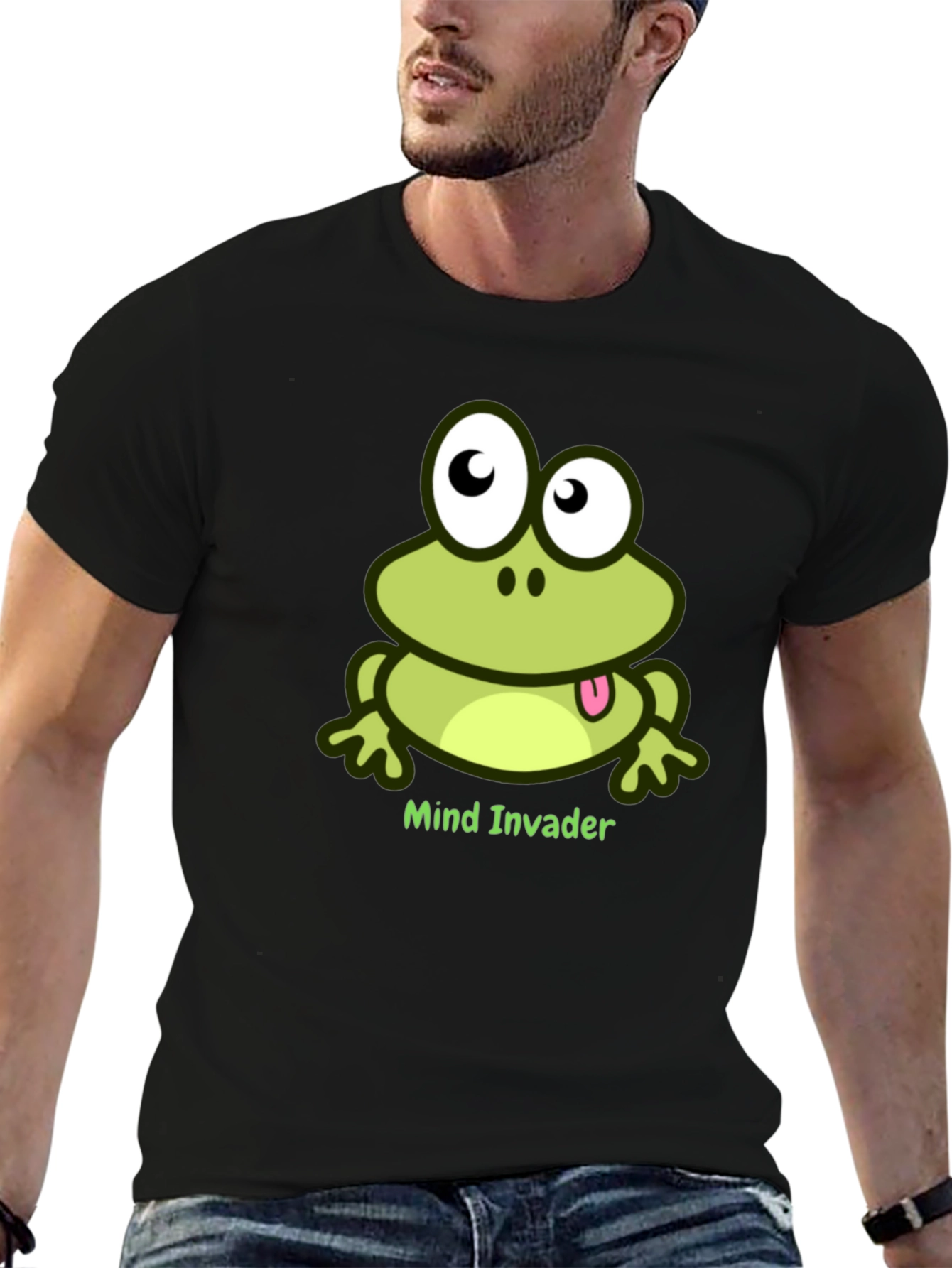 Black Mind Invader Frog Black T-Shirt view 6