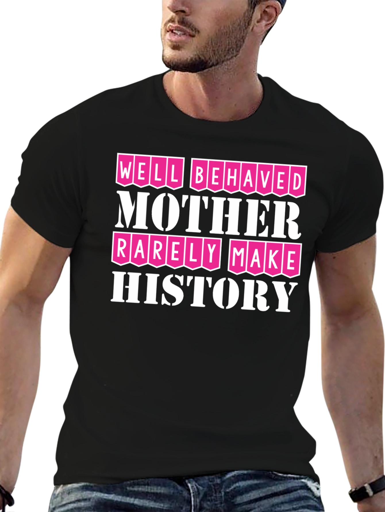 Black Well Behaved Mother T-Shirt - Black view 6