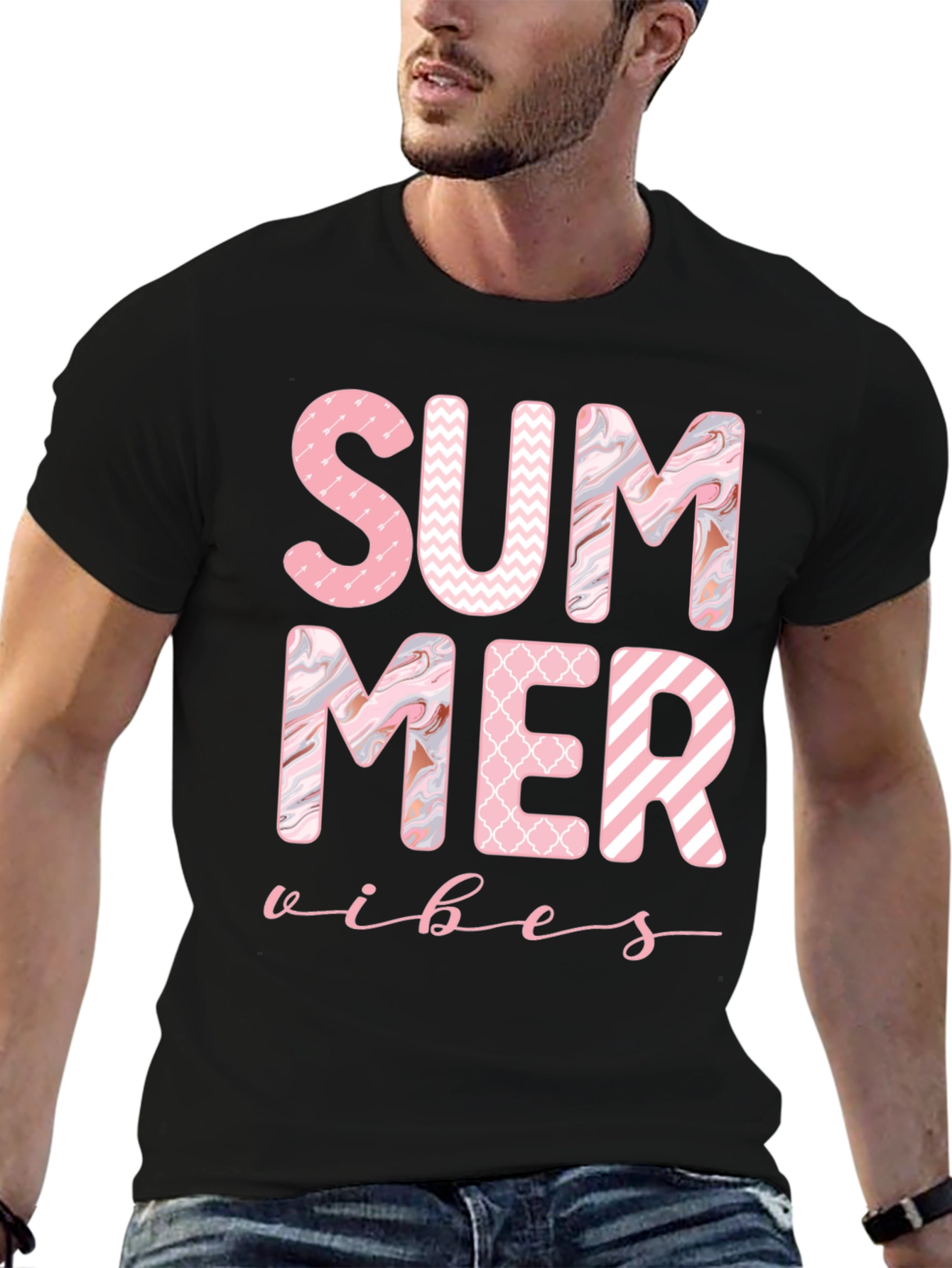 Black Summer Vibes Black Graphic Tee view 6
