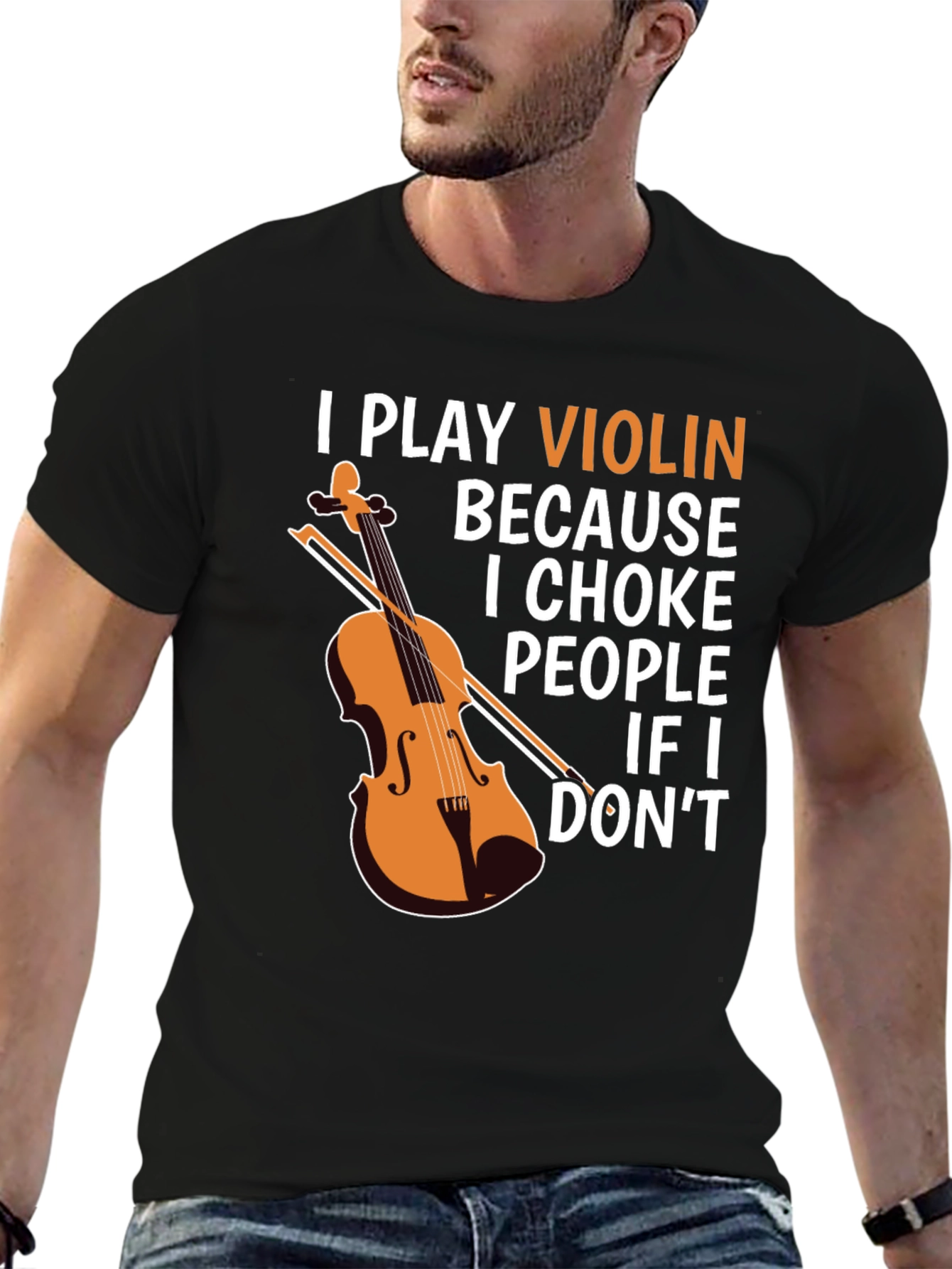 Black Violin Choke Funny Graphic Tee view 6