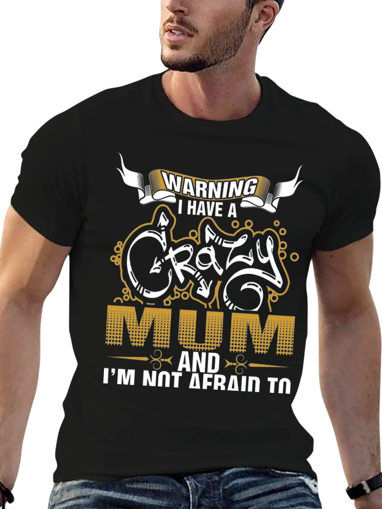 Black Warning Crazy Mum Graphic Tee view 6