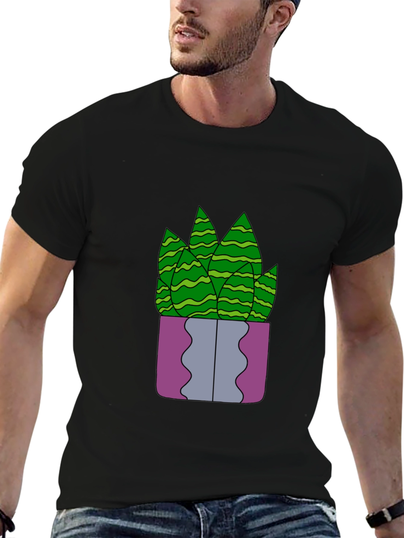 Black Potted Plant Graphic Tee - Unique Design, Soft Fabric view 6
