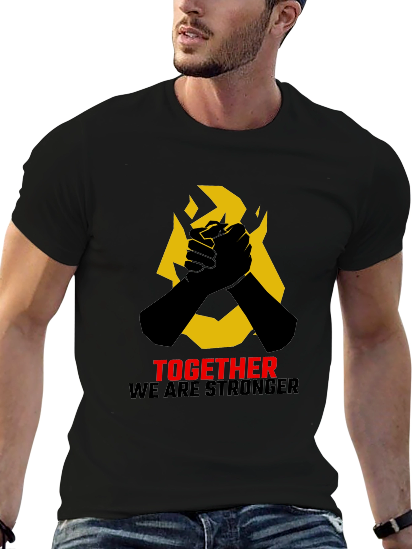 Black Together Stronger Graphic Tee - Solidarity & Unity Design view 6