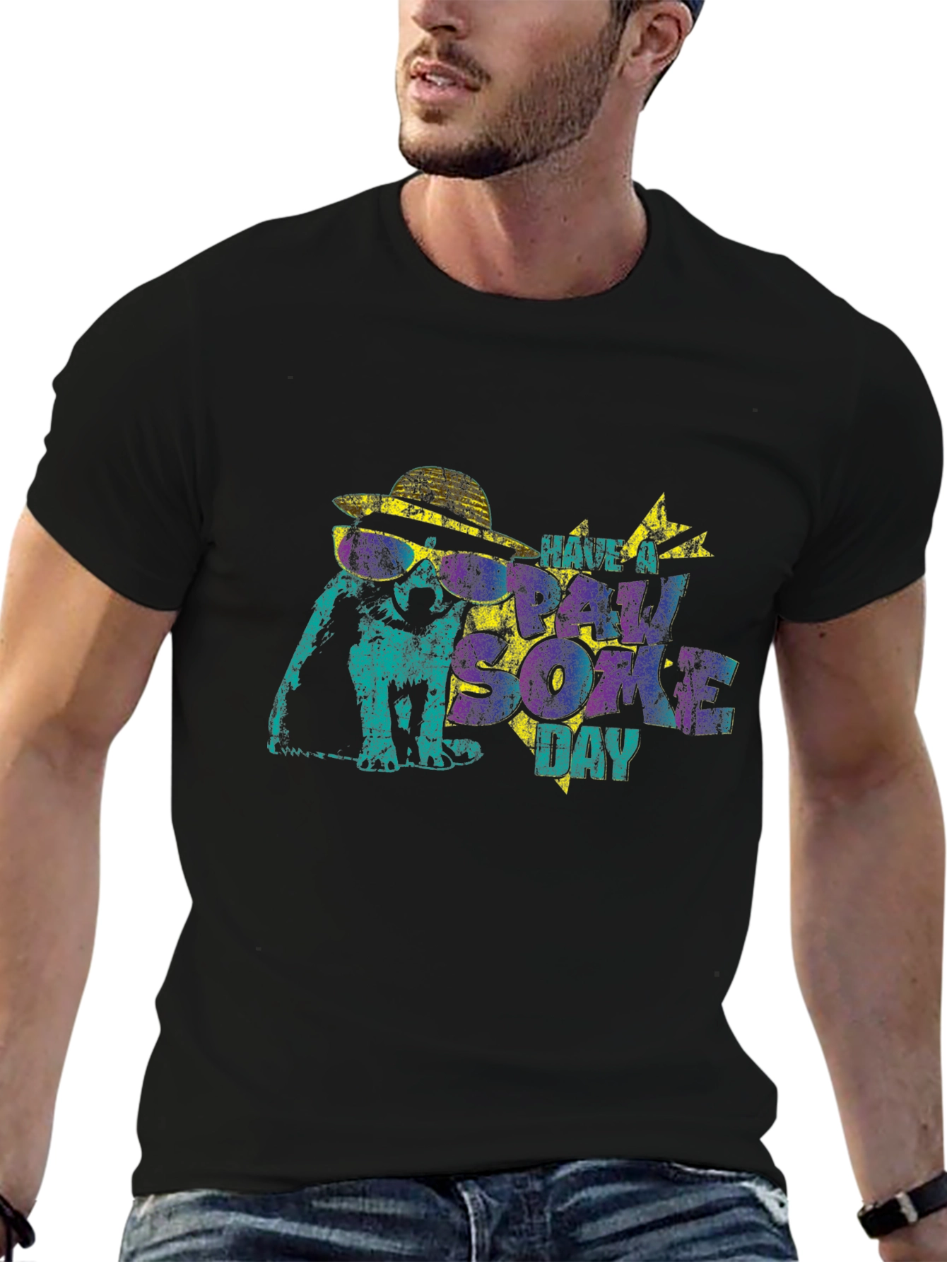 Black Cool Dog Graphic Tee - Have a Paw-some Day! view 6