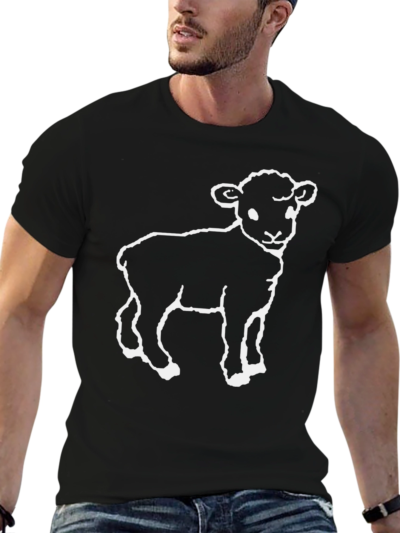 Black Lamb Graphic T-Shirt - Black Cotton Blend view 6