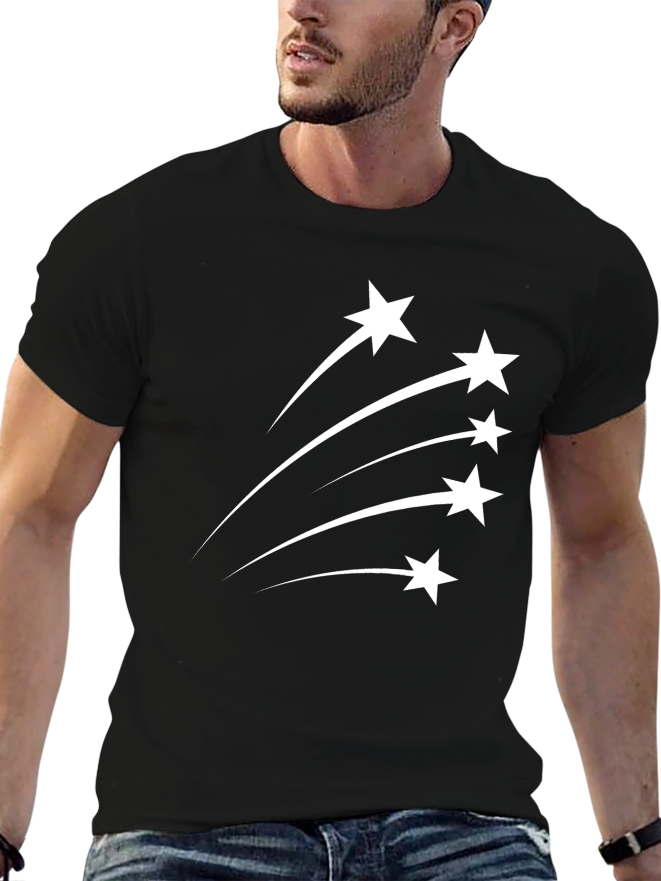 Black Shooting Star Graphic Tee - Stylish Casual Wear view 6