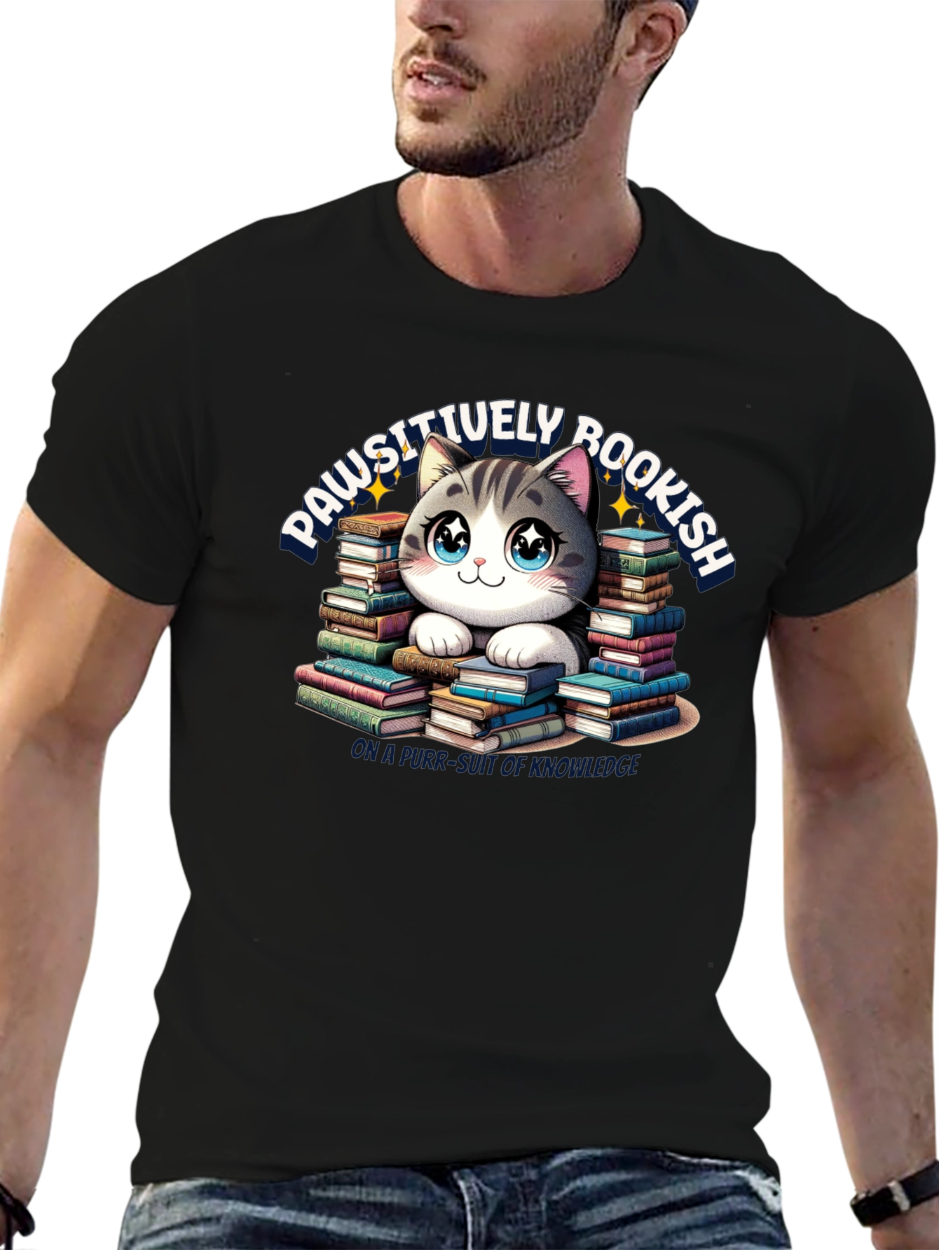 Black Pawsitively Bookish T-Shirt view 6