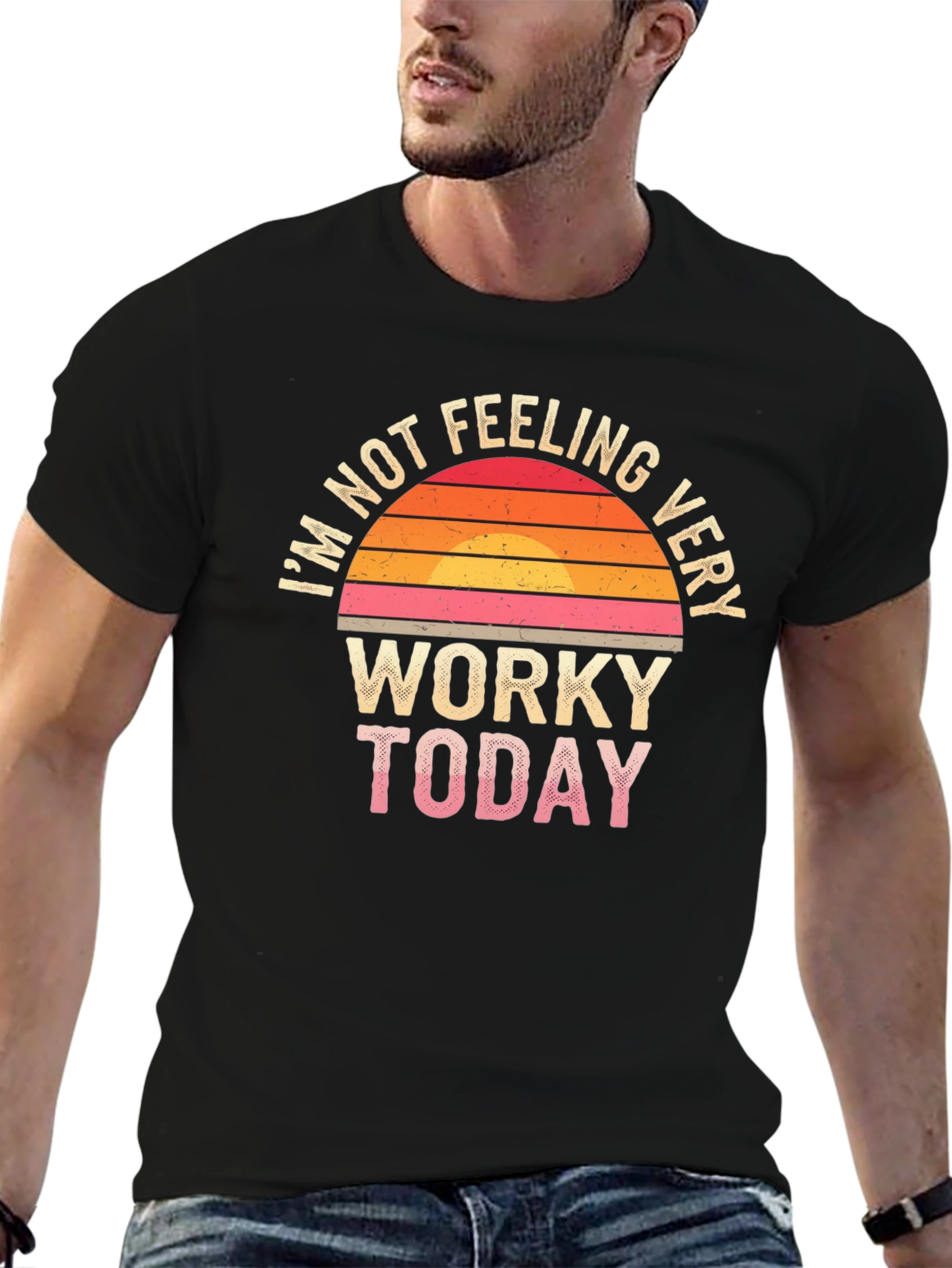 Black Funny "Not Feeling Worky Today" Graphic Tee view 6