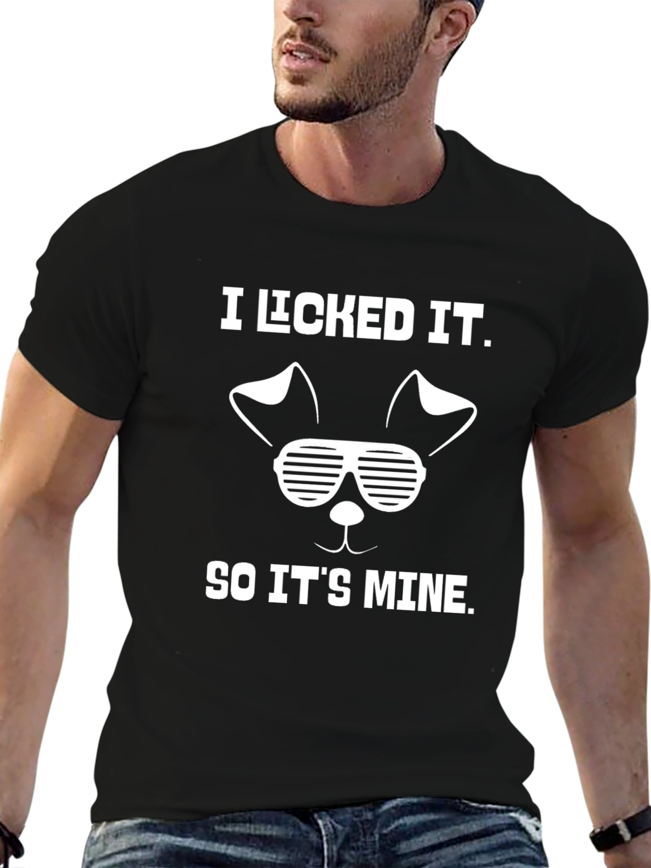 Black I Licked It So It's Mine Graphic Tee - Novelty Humor Shirt view 6