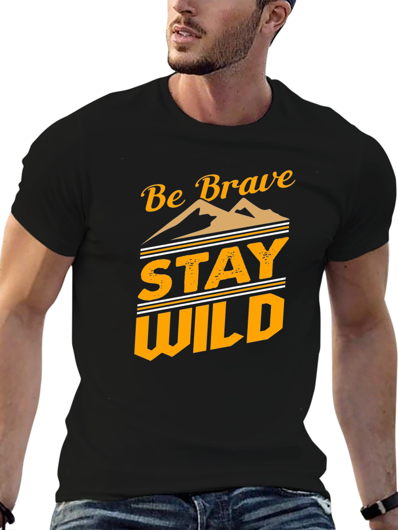 Black Be Brave Stay Wild Graphic Tee - Black view 6