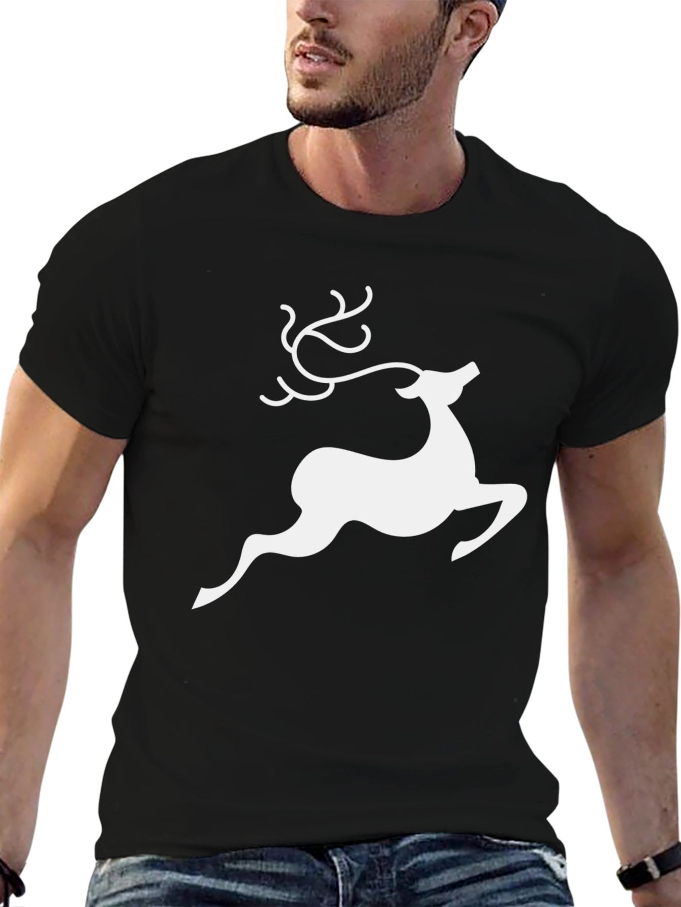 Black Reindeer Graphic Tee - Black Holiday Shirt view 6