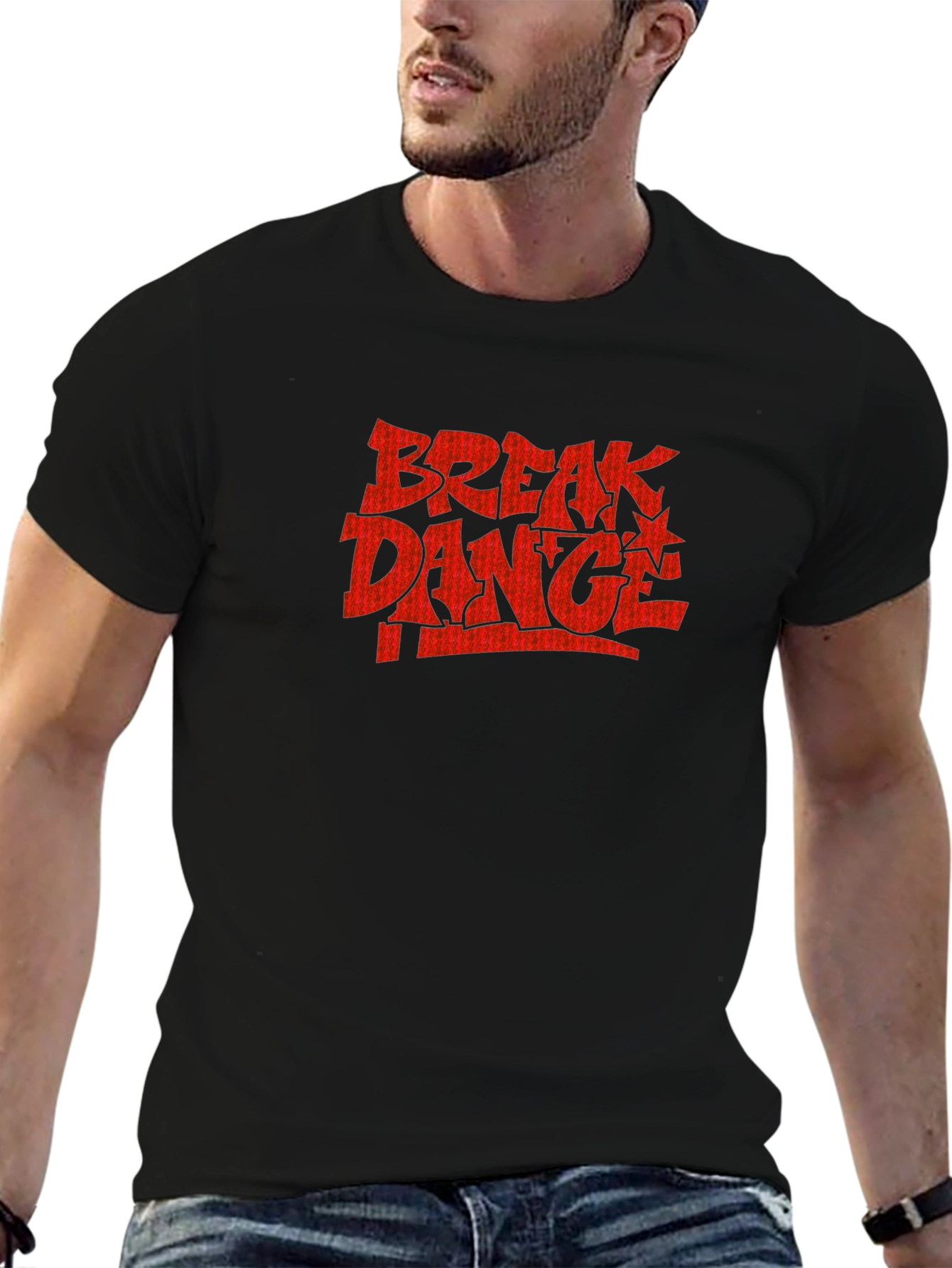 Black Break Dance T-Shirt - Black Crew Neck Tee view 6