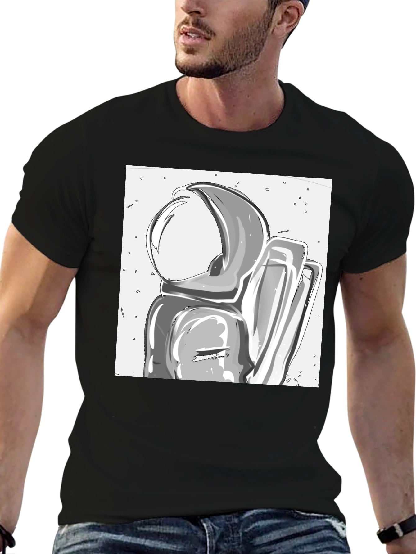 Black Astronaut Graphic Tee - Cool Space Design view 6