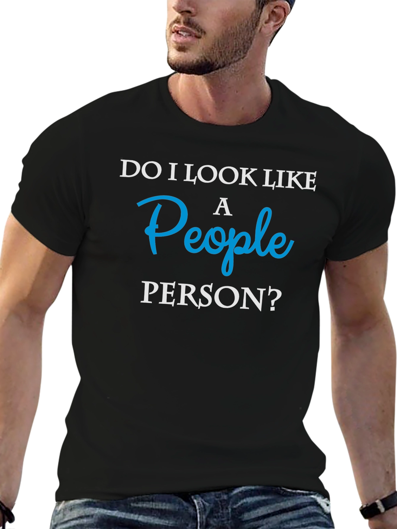Black Funny 'Do I Look Like A People Person?' Black Graphic T-Shirt view 6