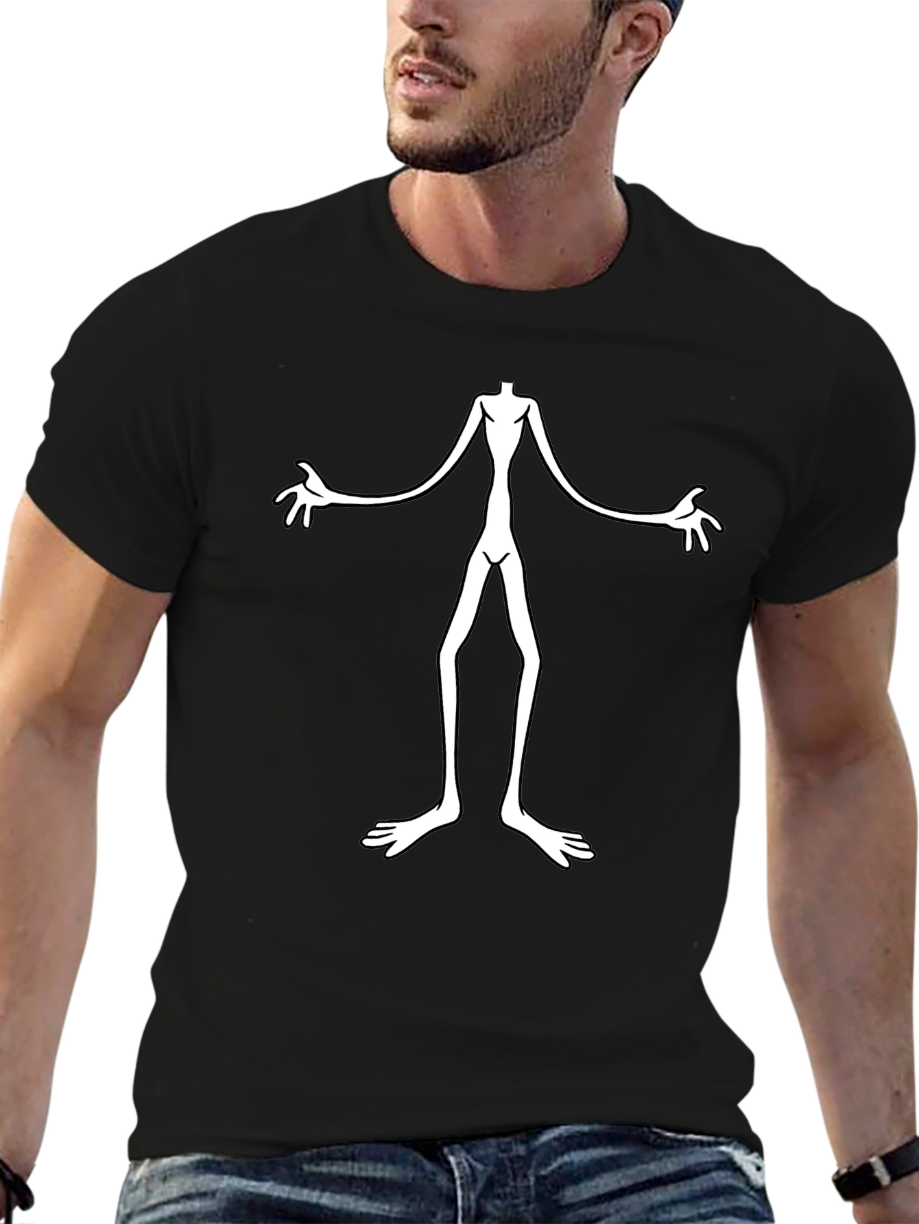 Black Creepy Alien Graphic Black T-Shirt - Unique Design view 6
