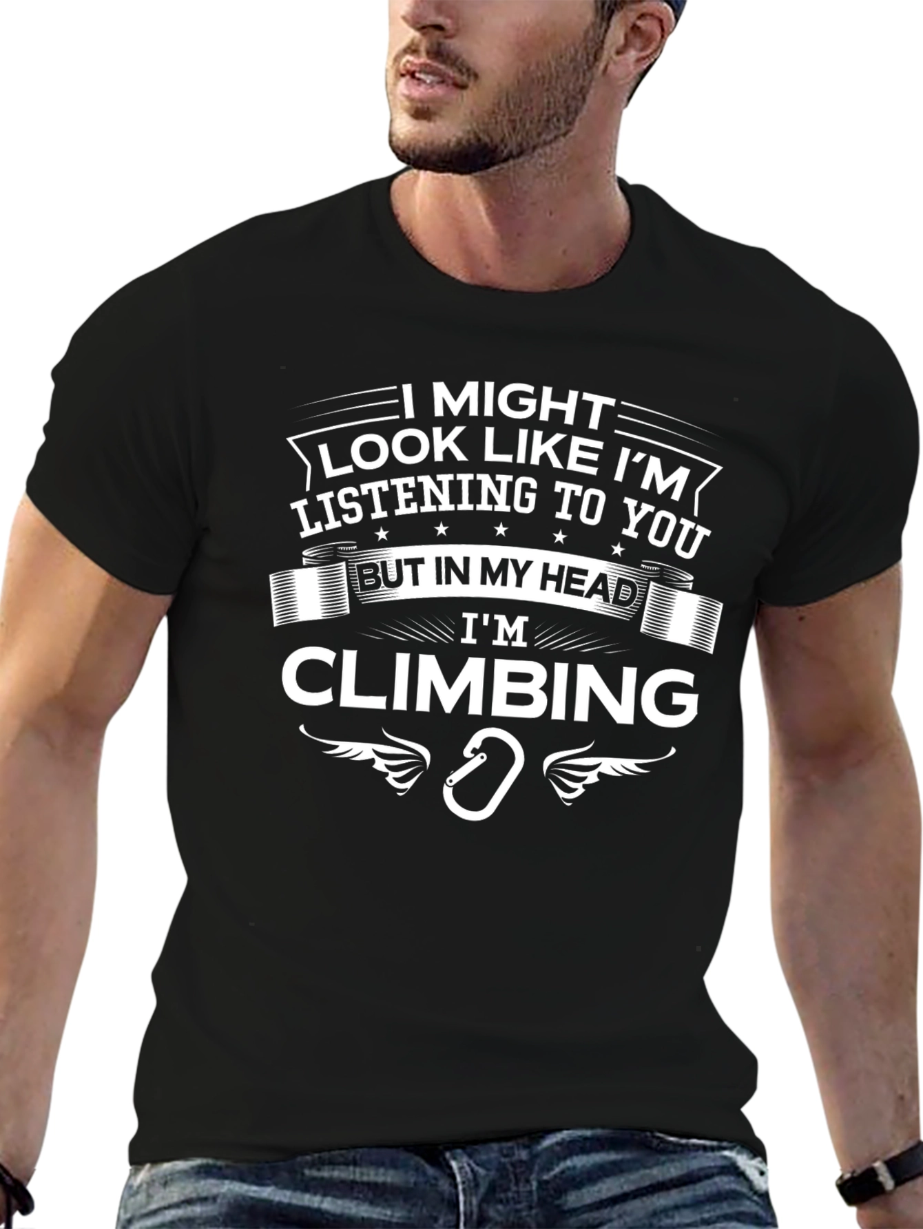 Black I'm Climbing T-Shirt - Funny Rock Climbing Tee view 6