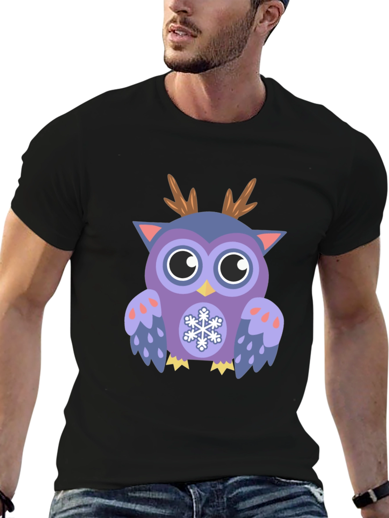 Festive Owl Graphic T-Shirt - Holiday Fun - 6