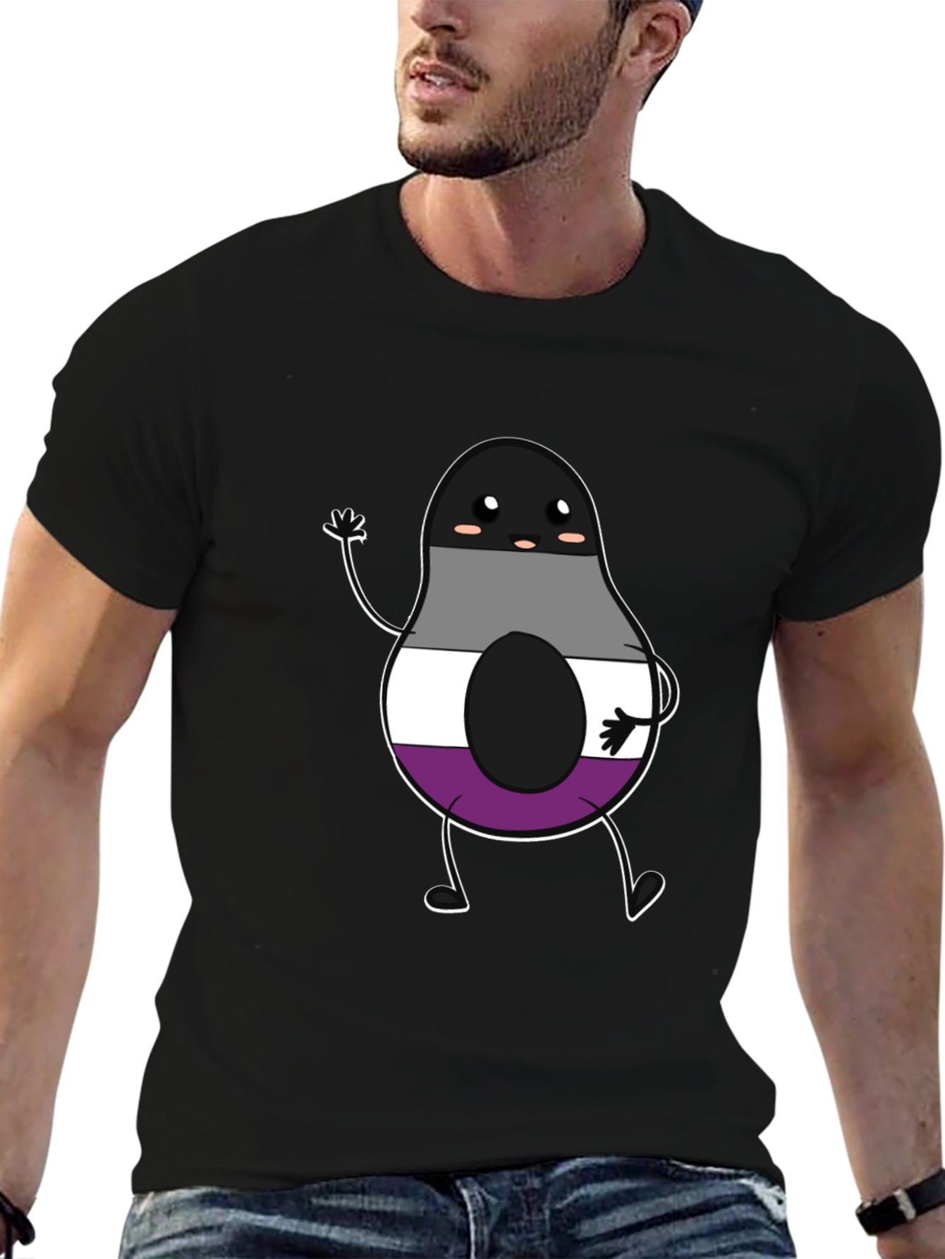 Black Asexual Pride Avocado Graphic T-Shirt view 6