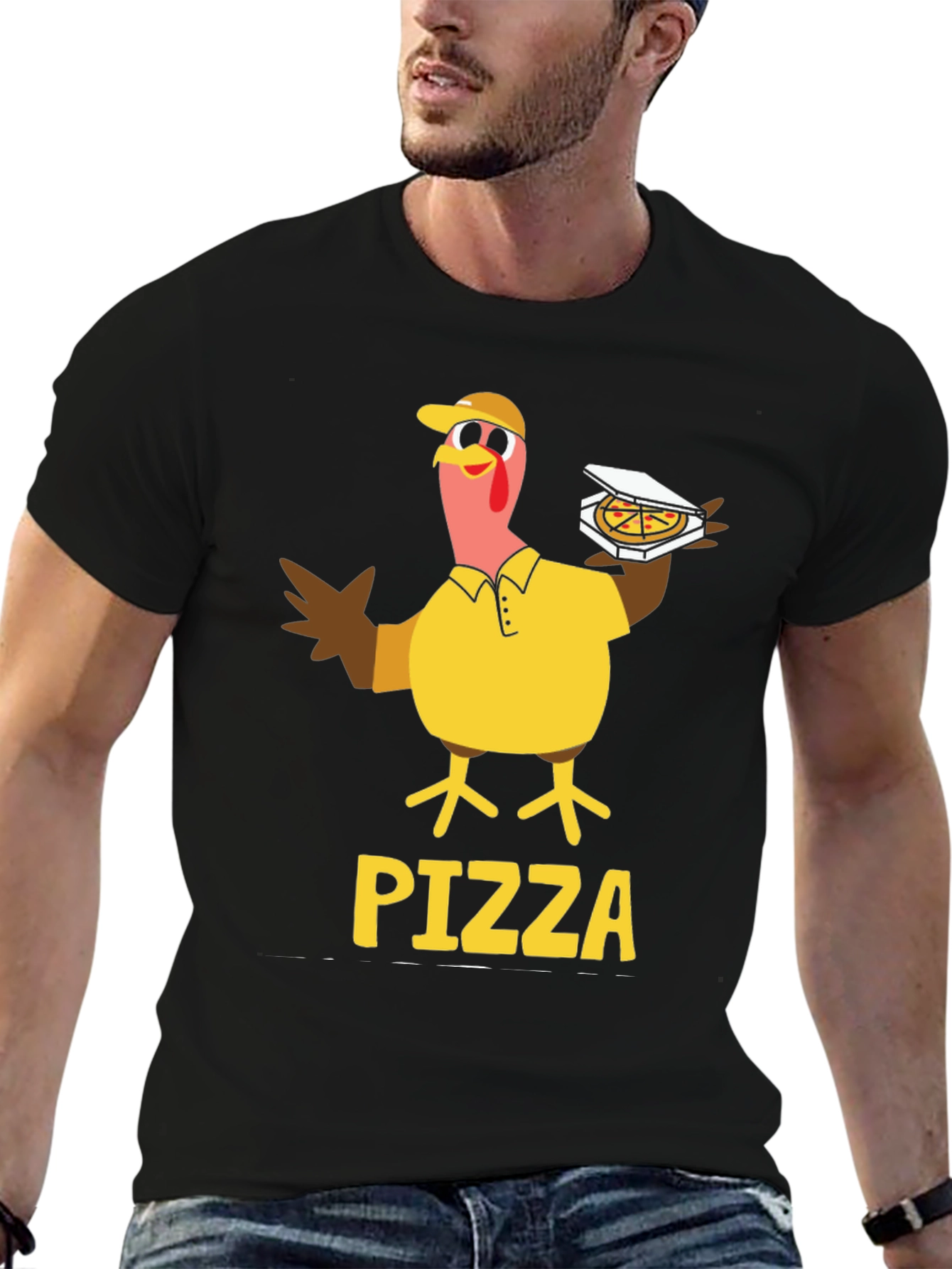 Black Pizza Turkey Graphic T-Shirt view 6