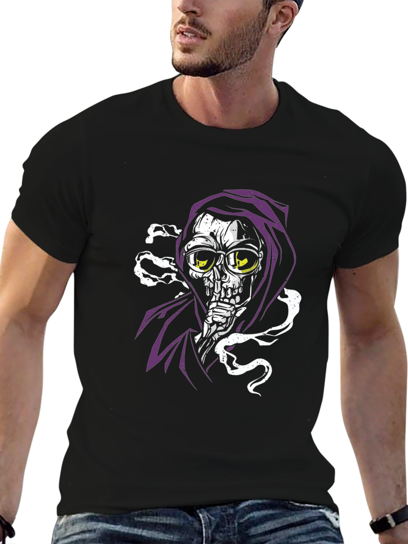 Black Smoking Grim Reaper T-Shirt view 6