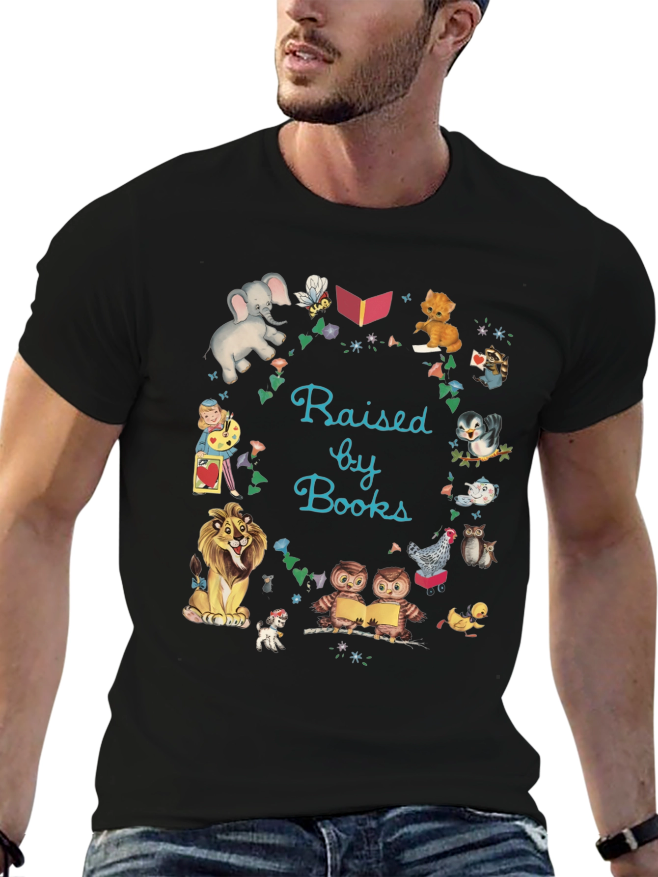 Black Raised By Books Graphic Tee view 6