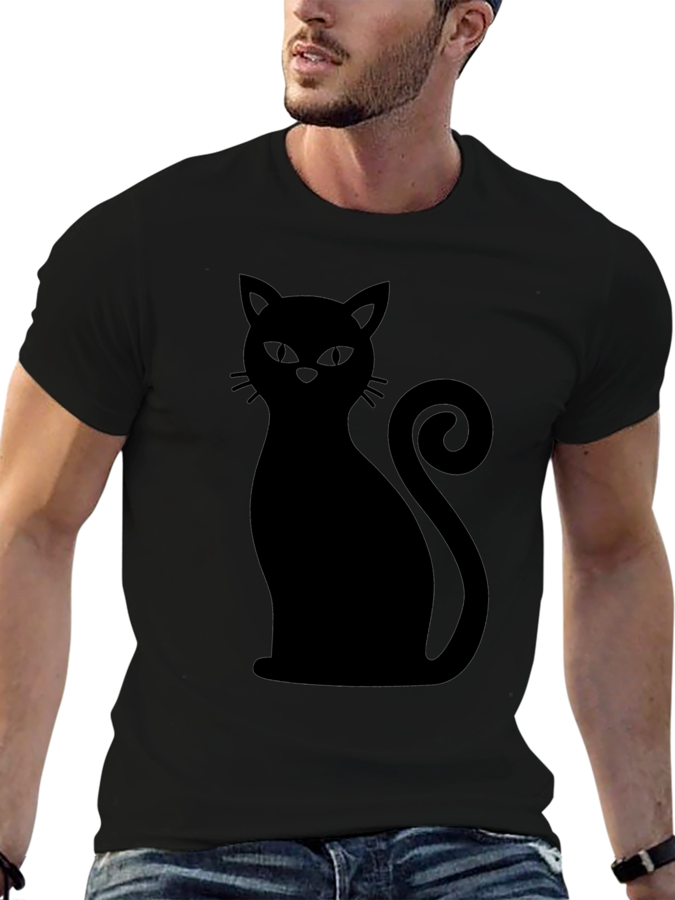 Black Black Cat Silhouette Graphic T-Shirt - Unisex view 6