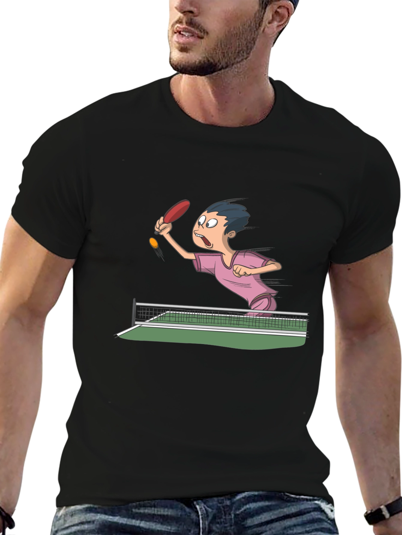 Black Ping Pong Cartoon T-Shirt view 6
