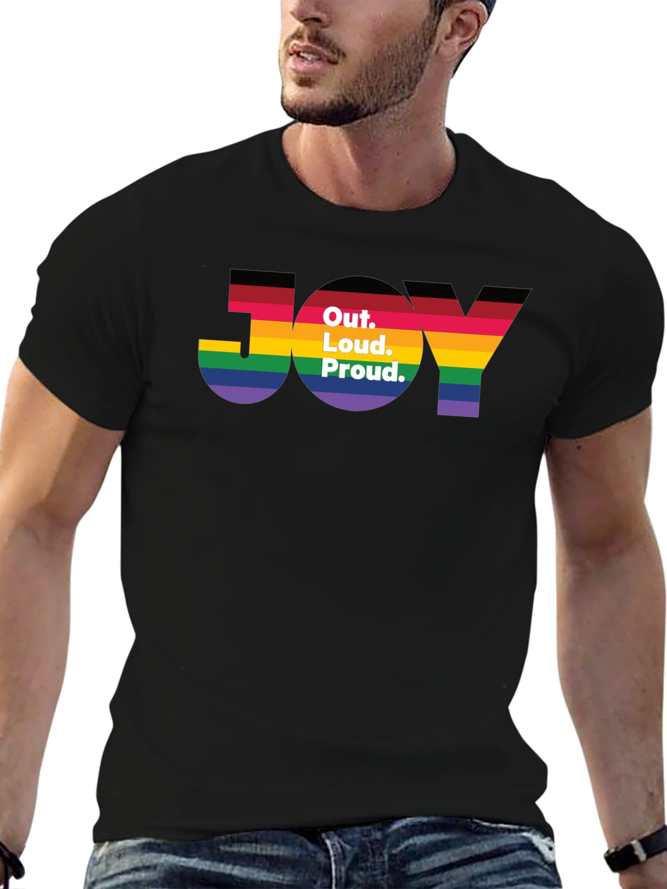 Black Out. Loud. Proud. JOY T-Shirt - Pride Rainbow Tee view 6