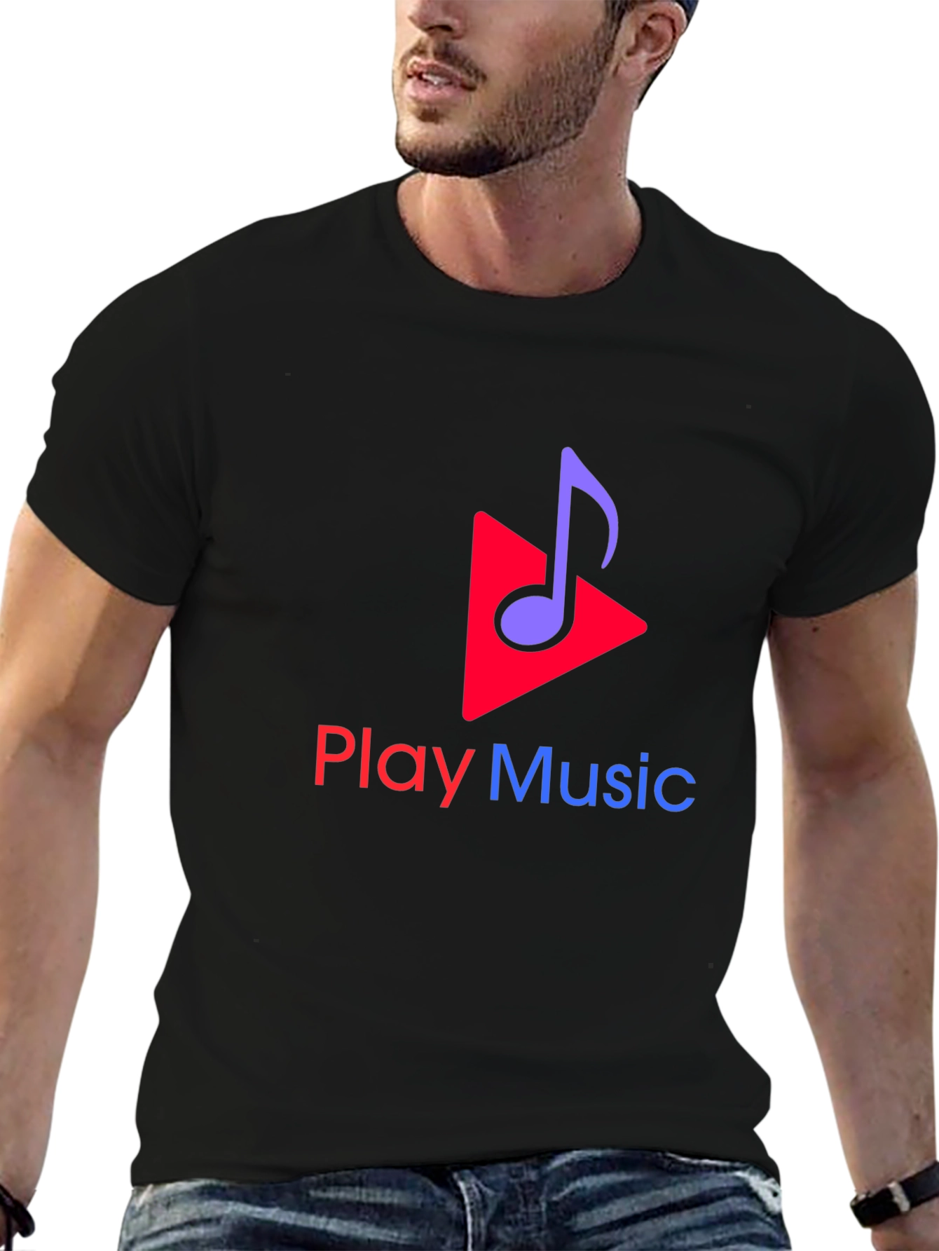 Black Play Music Graphic Tee - Soft Cotton Blend - Casual Wear view 6