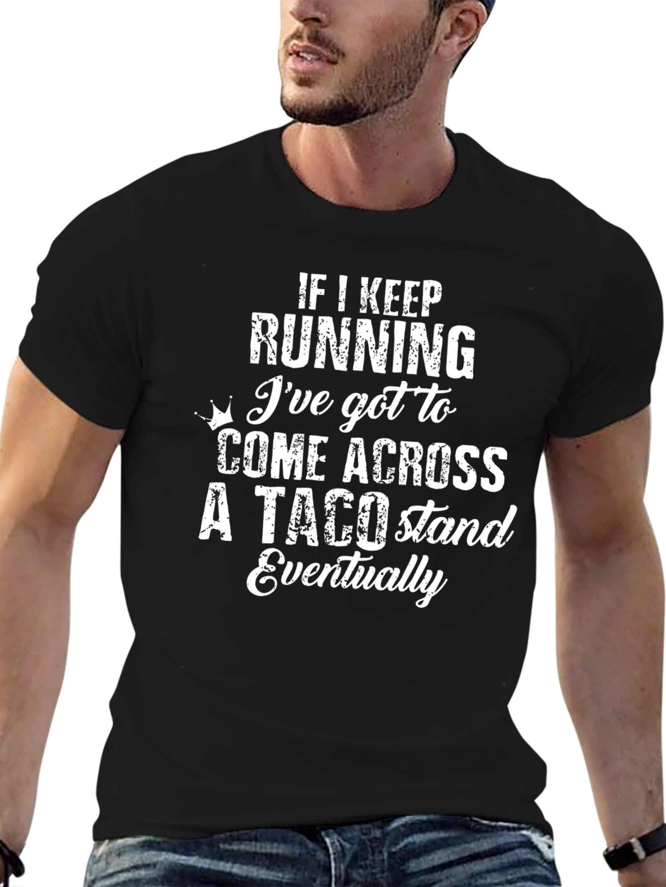Black Funny Taco Stand Running T-Shirt - Black view 6