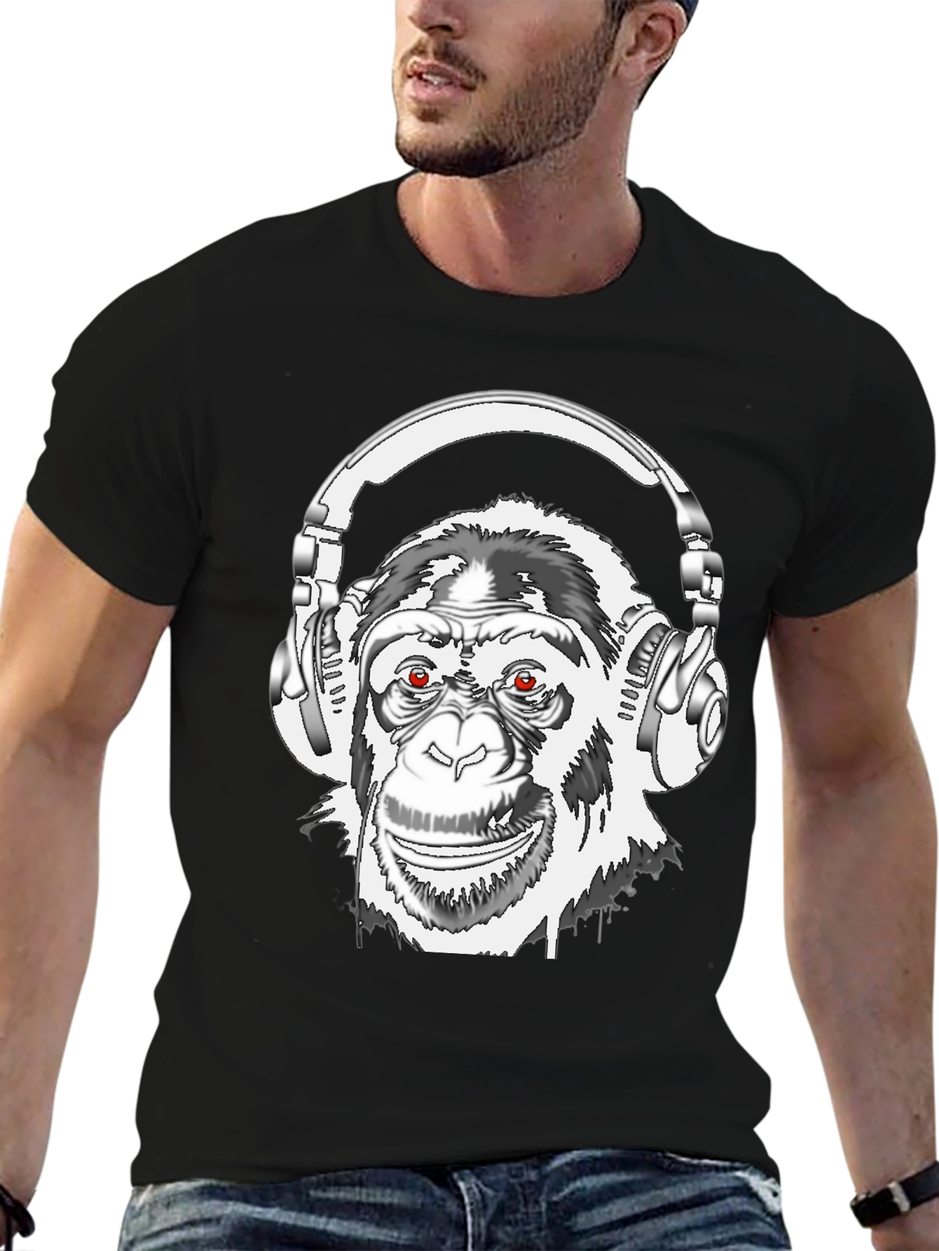Black DJ Monkey Graphic Tee view 6