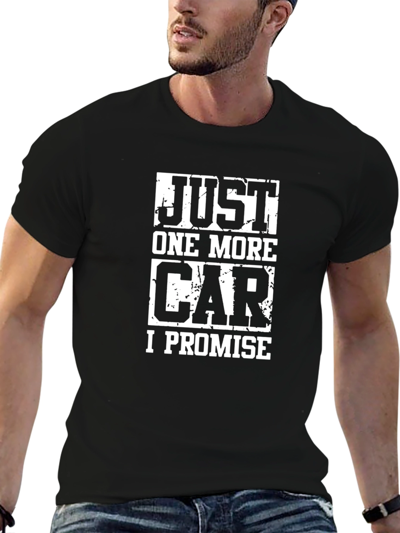 Black Just One More Car T-Shirt - Funny Car Enthusiast Tee view 6