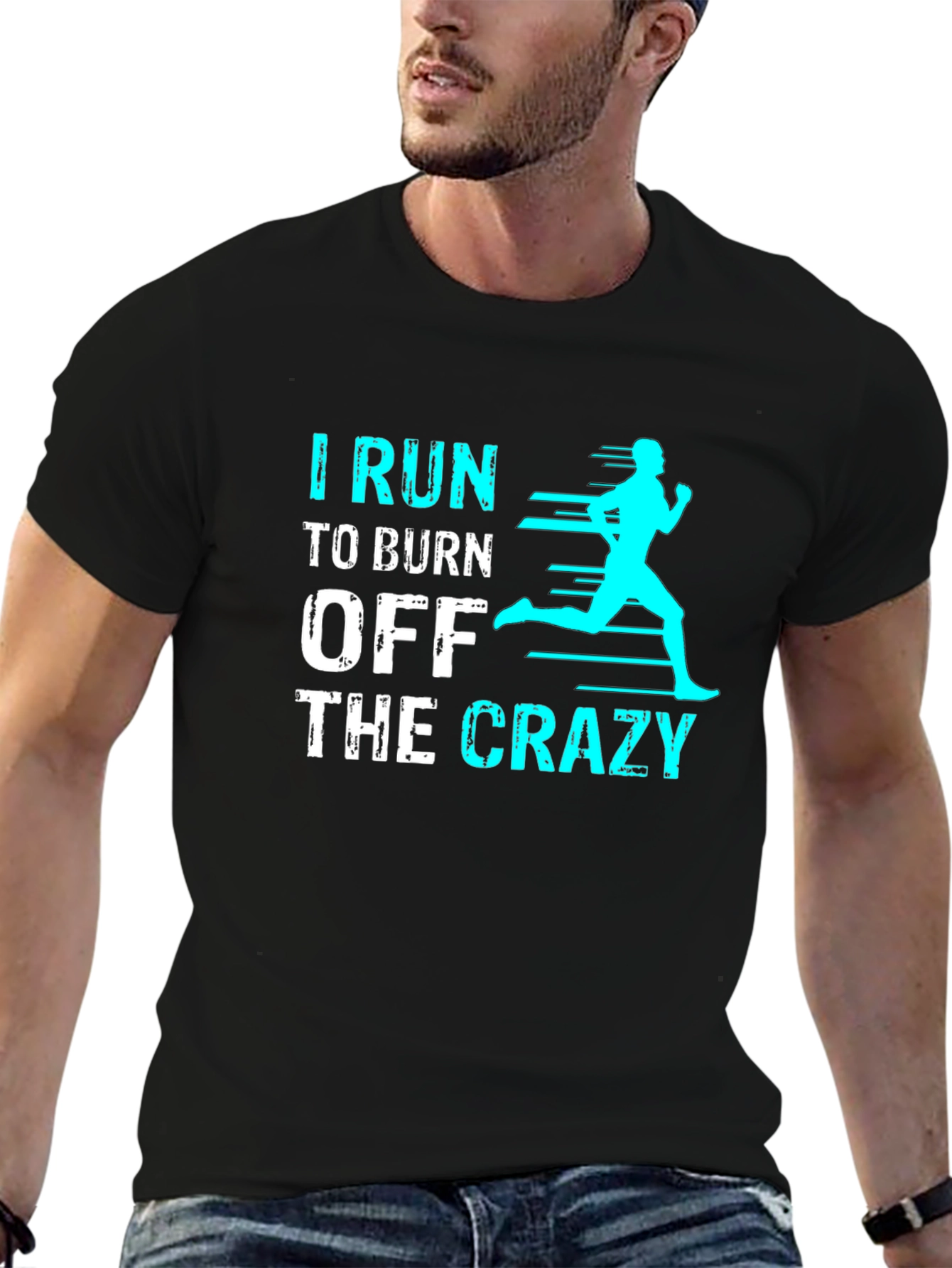 Black I Run To Burn Off The Crazy Graphic Tee view 6