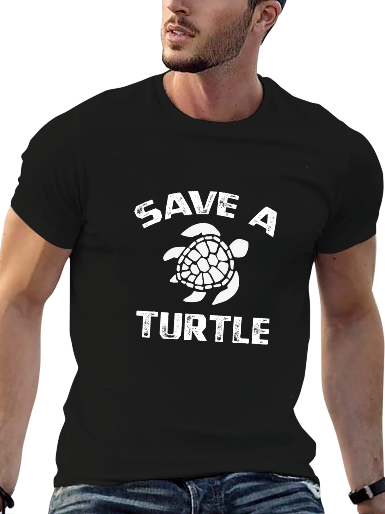 Black Save A Turtle Graphic Tee - Black view 6