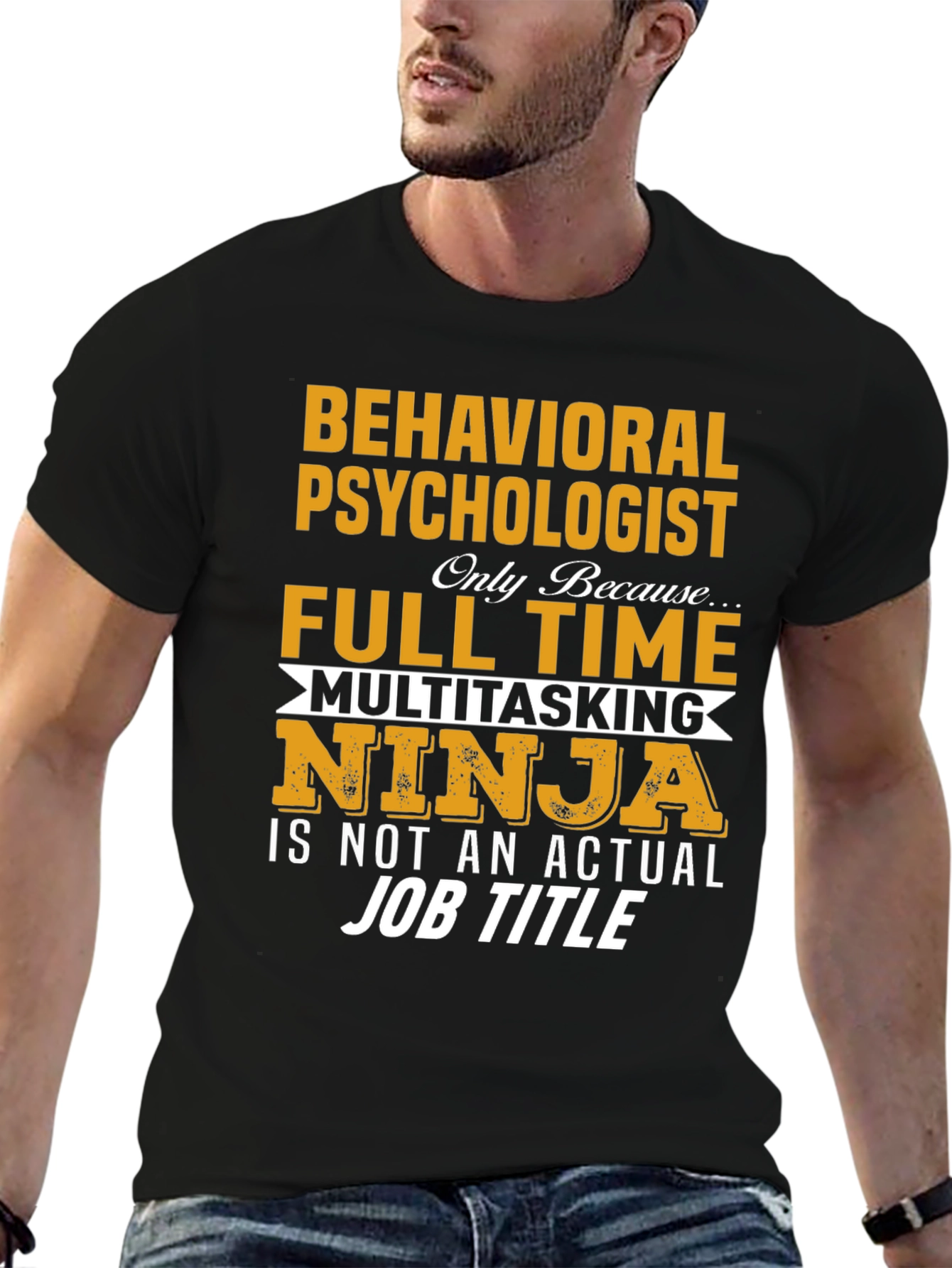 Black Behavioral Psychologist Full-Time Ninja T-Shirt view 6