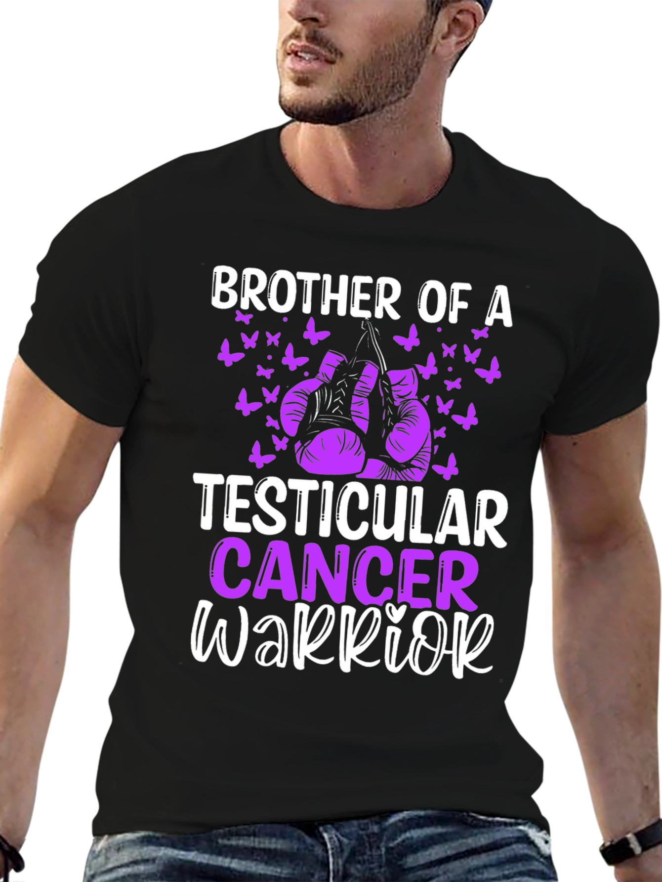 Black Brother of a Testicular Cancer Warrior T-Shirt view 6