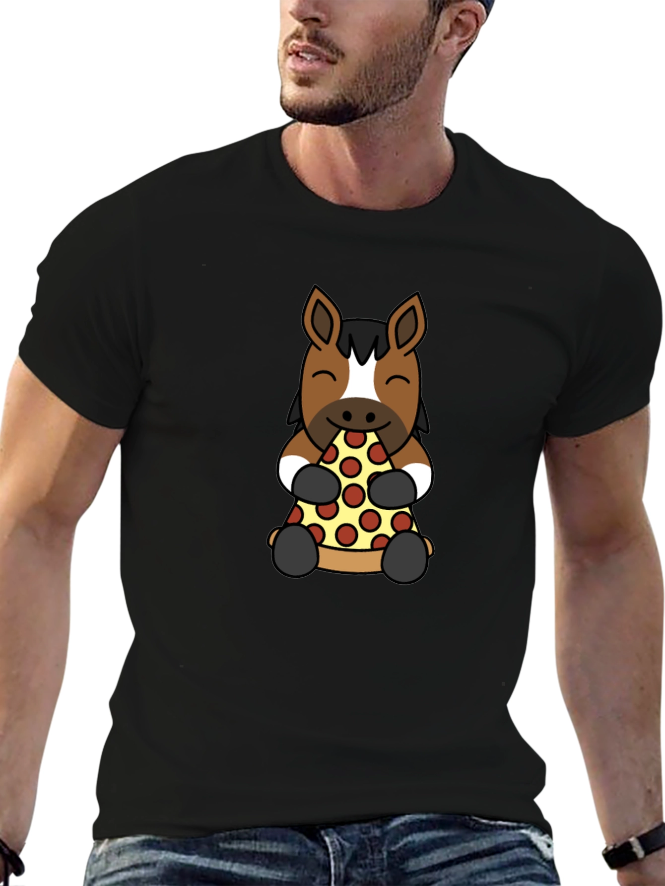 Black Horse Pizza Lover Graphic Tee view 6