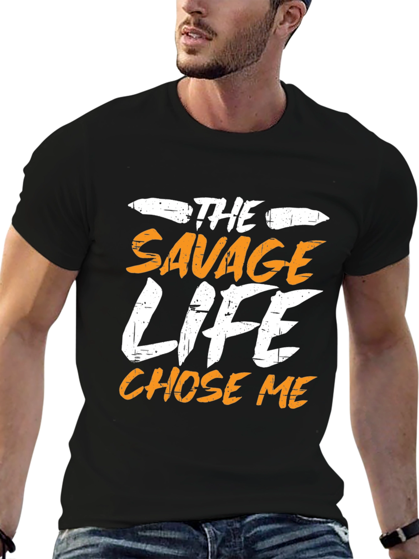 Black Savage Life Men's Graphic T-Shirt - Black view 6