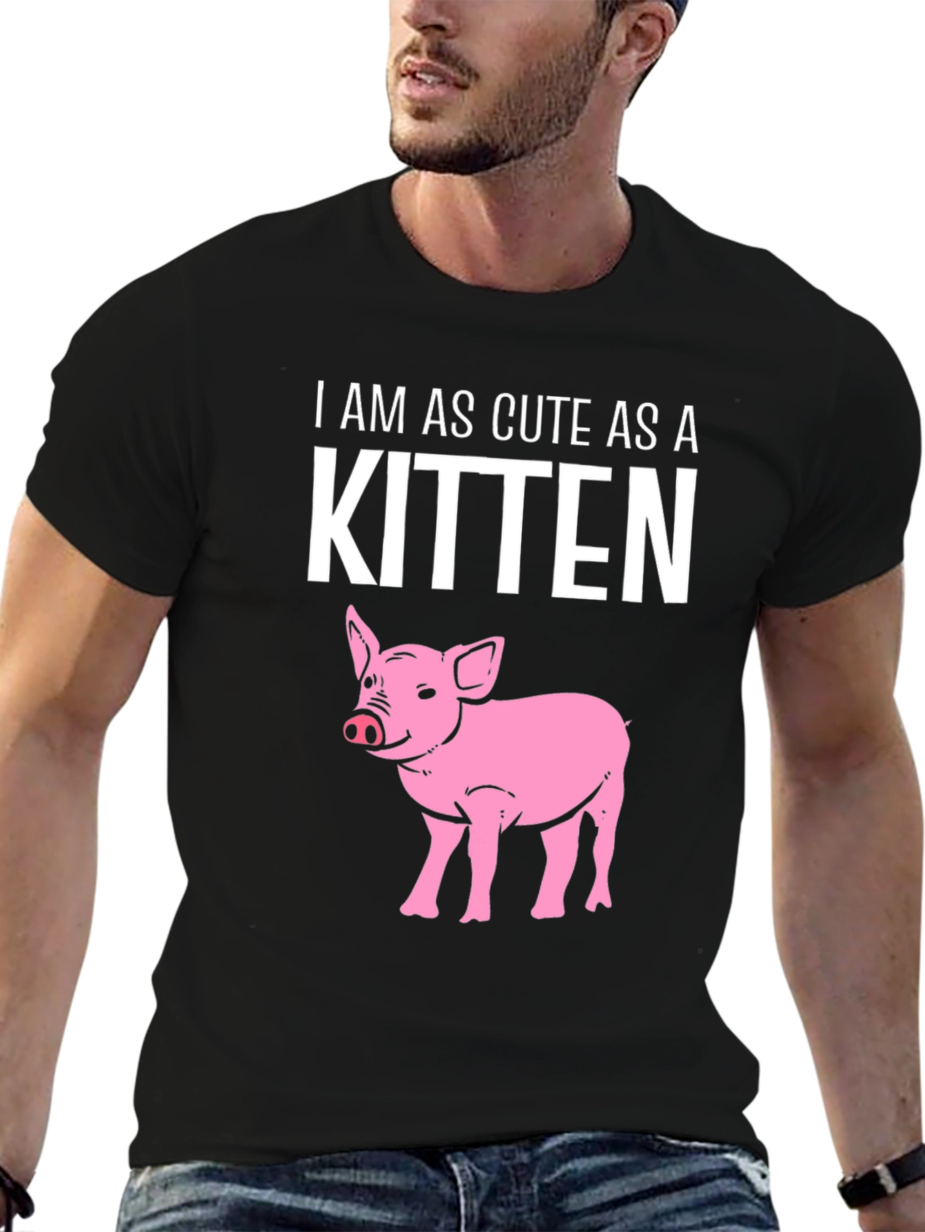 Black Cute Piglet T-Shirt view 6