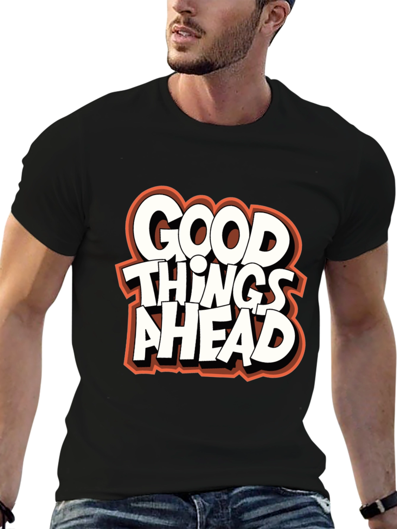 Black Good Things Ahead Graphic Tee - Black view 6