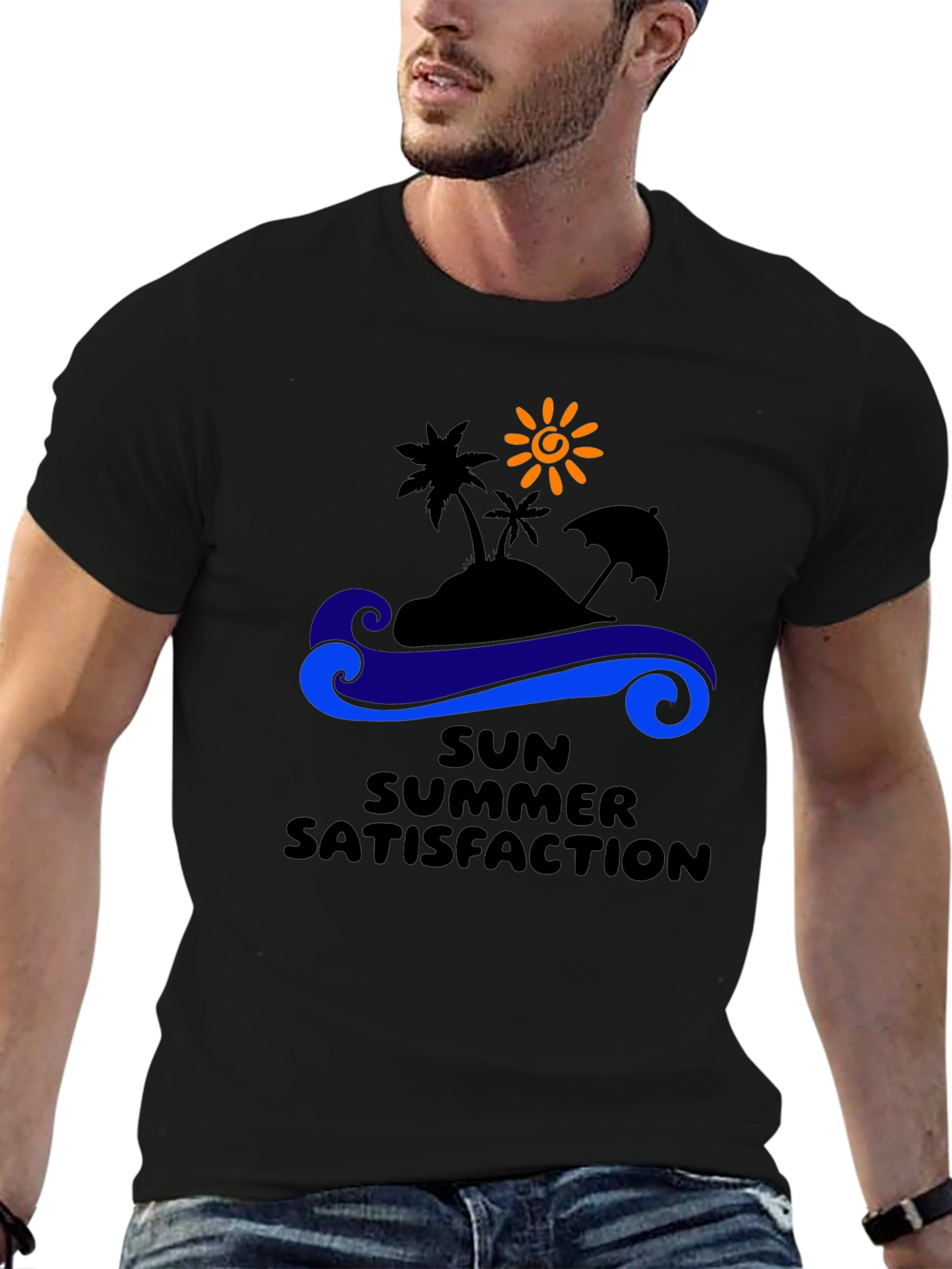 Black Summer Satisfaction Black Graphic T-Shirt view 6