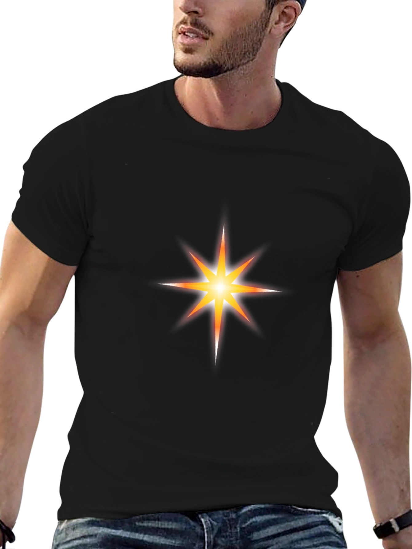 Black Starburst Graphic Black T-Shirt view 6