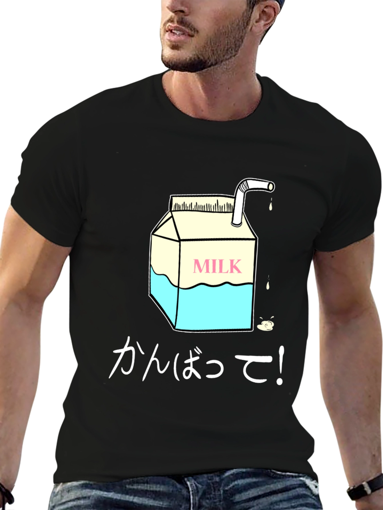 Black Milk Carton Graphic Tee - Japanese Text Design view 6