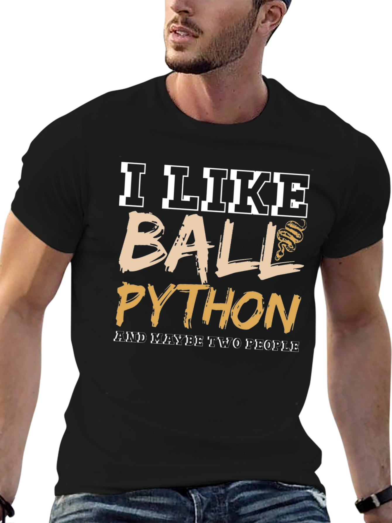 Black I Like Ball Python T-Shirt view 6