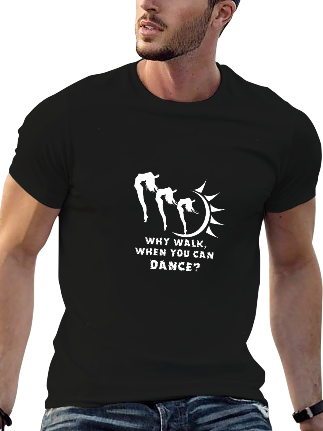 Black Why Walk Dance Tee - Black Graphic T-Shirt view 6