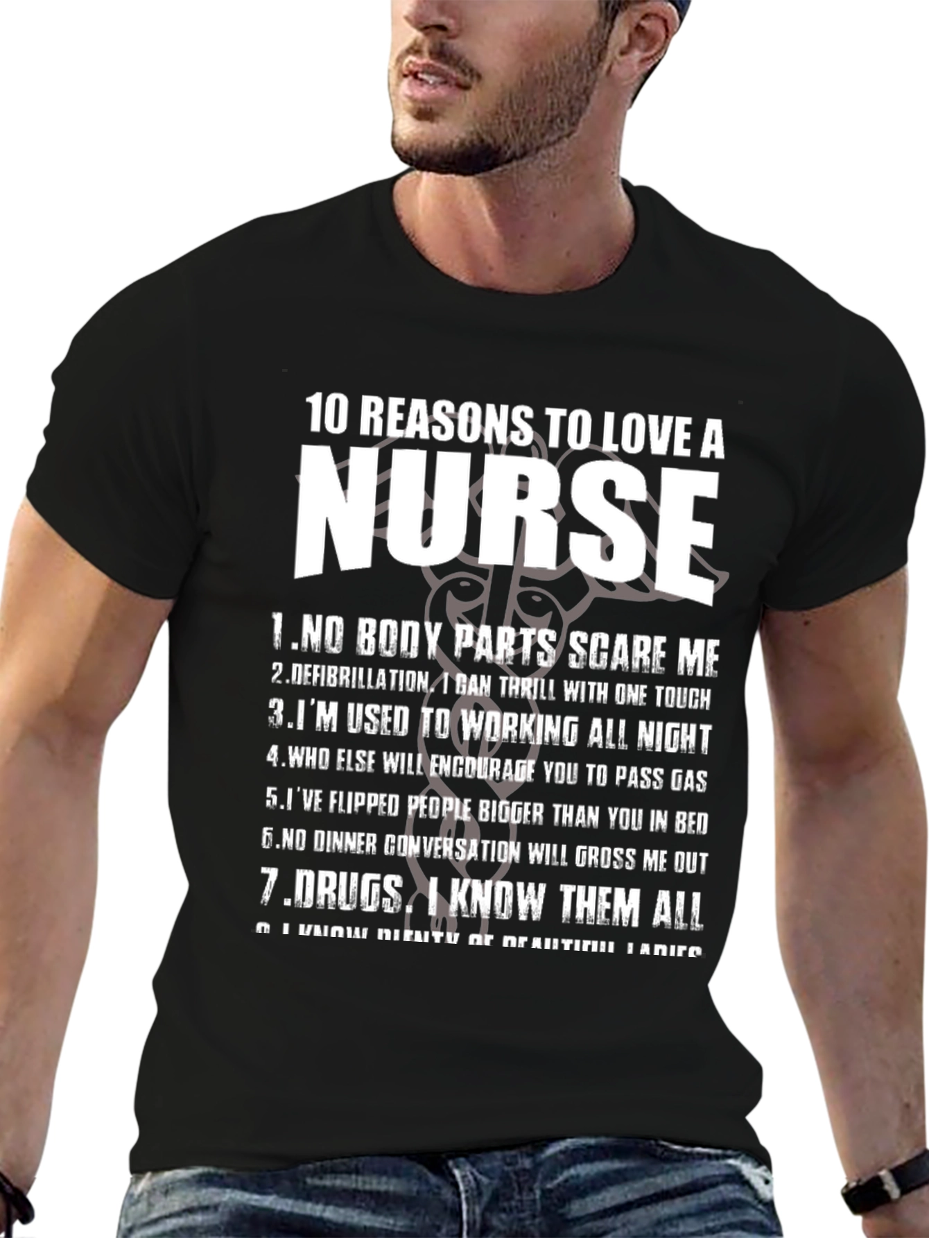 Black Funny Nurse T-Shirt: 10 Reasons to Love a Nurse view 6