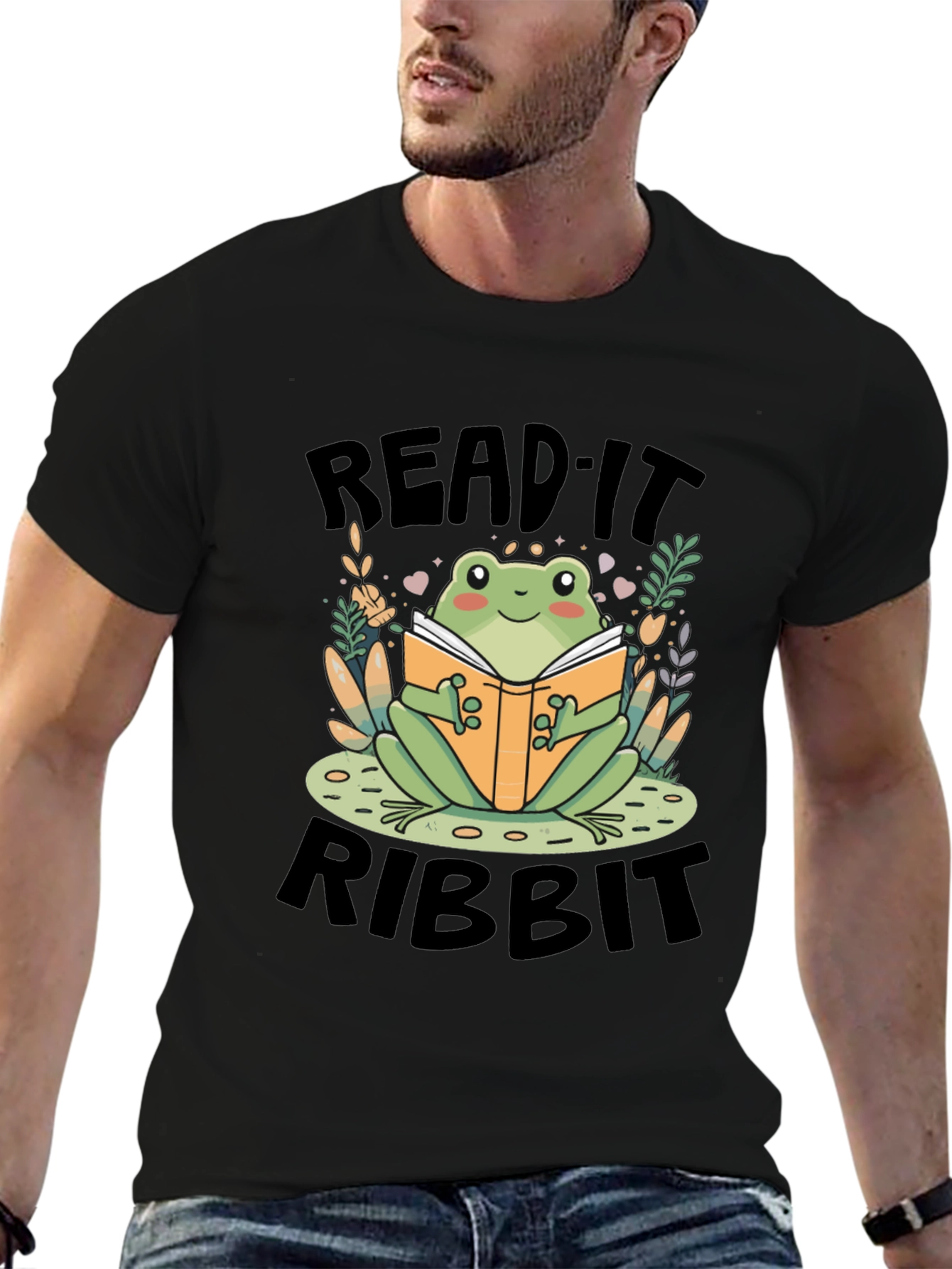 Black Read It Ribbit Frog Graphic Tee view 6
